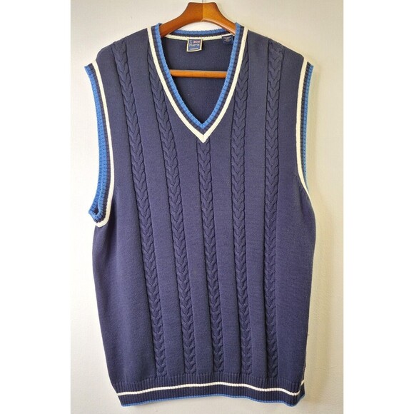 T. HARRIS LONDON Cable Knit Sweater Vest Men's XXL Preppy Academia School Nerdy - Picture 1 of 7